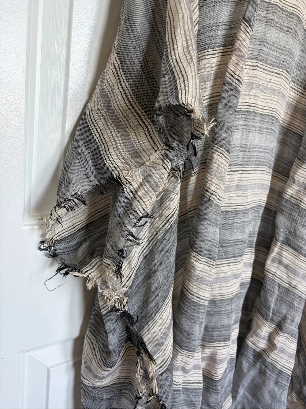 Striped Gray and Cream Lightweight Throw / Shawl